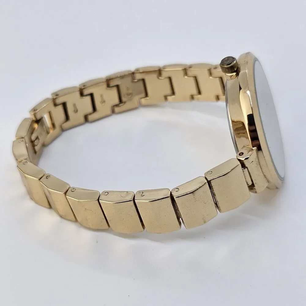 34MM Flowers Dial‎ Women's Watch Gold Tone Bracelet Band 7.25